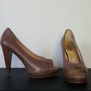 Michael Kors Neutral 5 Inch Peep Toe Heel